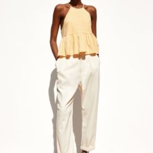 Zara Gingham Peplum Top